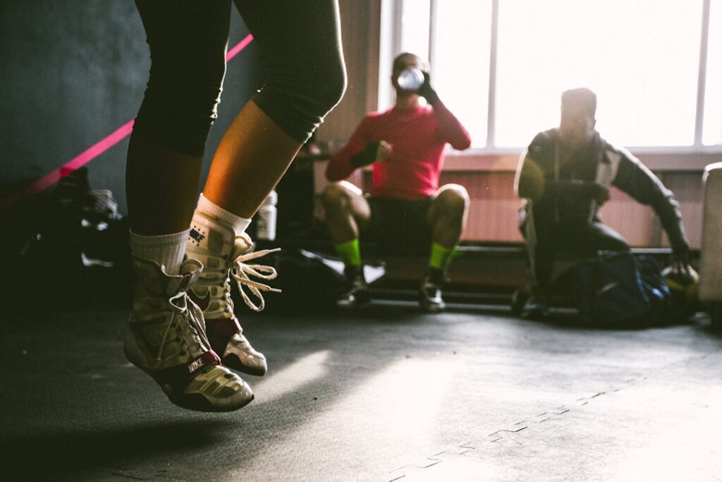 Combat athlete preparing during a training session